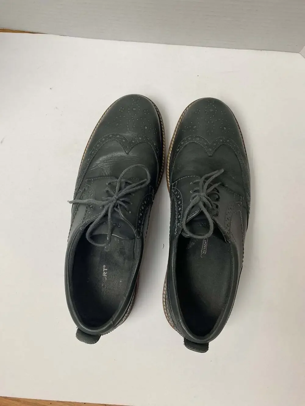 Rockport Lightweight Trutech Gray Topstitched Leather Wing Tips Lace Size 10